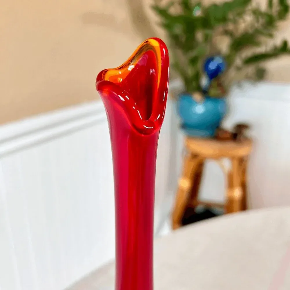 Vintage MCM LE Smith Amberina Smoothie Bud Vase